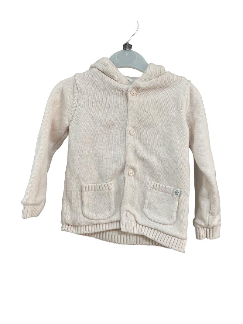 Preloved John Lewis - Light Pink Cardigan Lined Hoodie With Ears (12-18m)