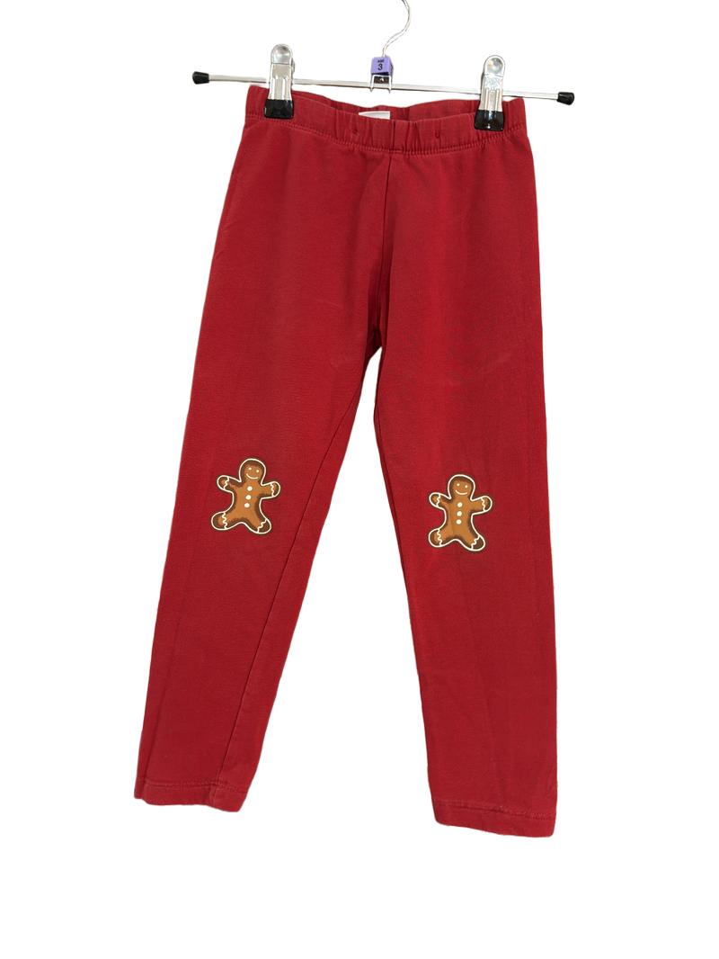 Preloved Lindex - Red Leggings With Gingerbread Knees. (3-4y)