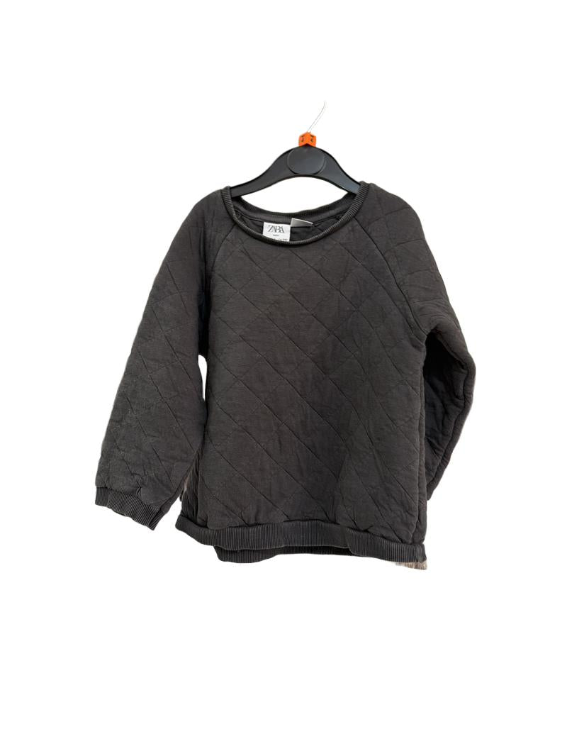 Preloved Zara - Black Quilted Sweatshirt Jumper (4-5y)