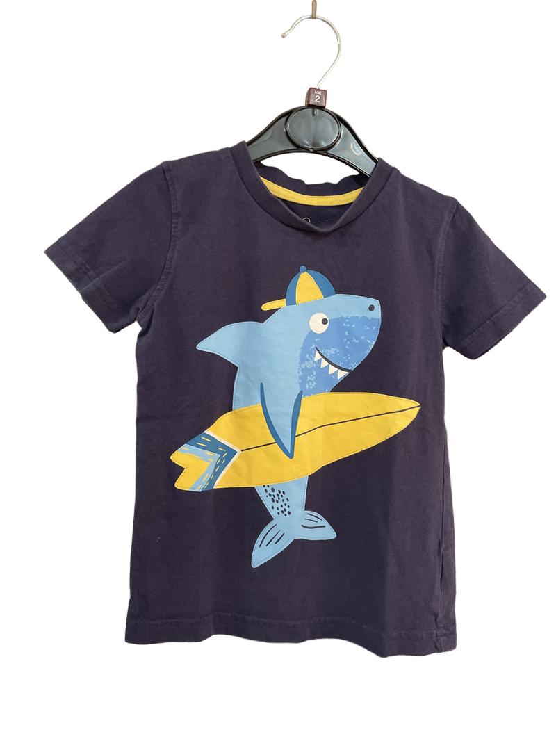 Preloved Mothercare - Navy Shark Surfing T Shirt (2-3y)