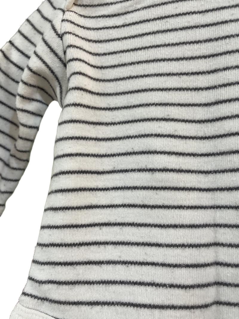 Preloved Mori - White Gray Stripe Long-sleeved Bodysuit. (0-3m)