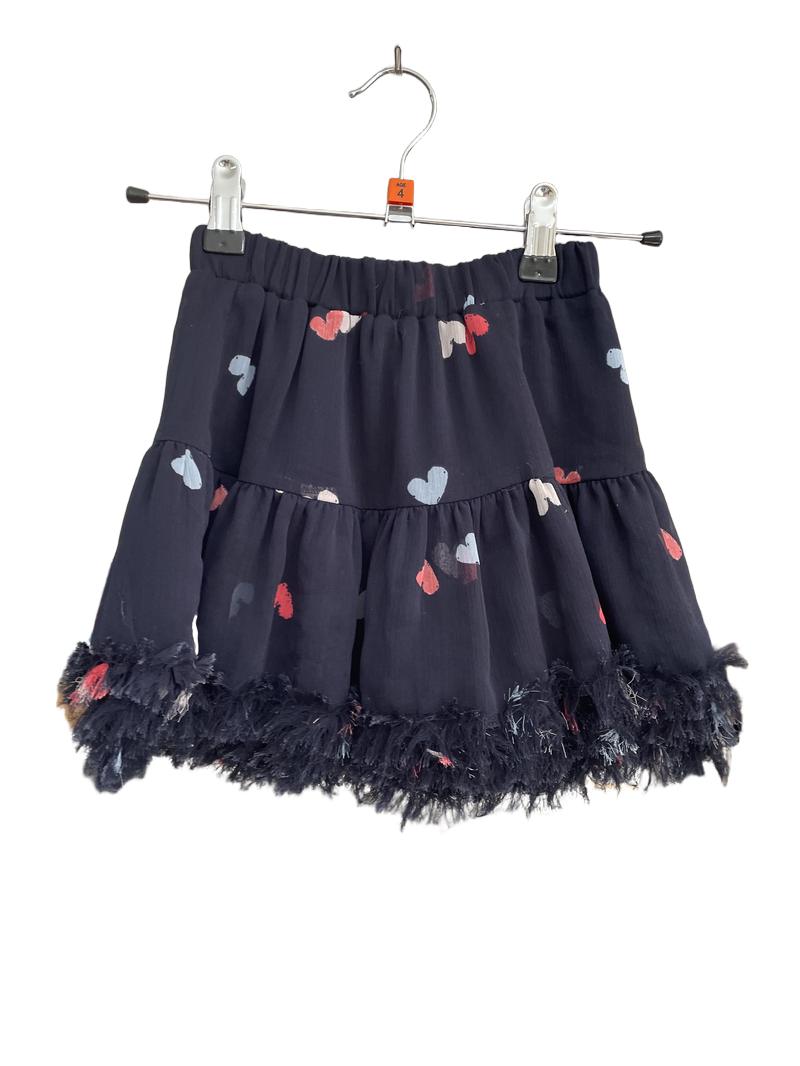 Preloved Joules - Navy Hearts Tiered Skirt (4-5y)