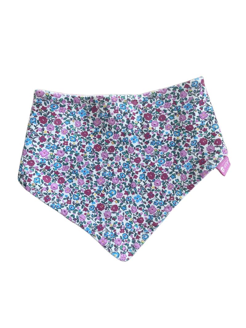 Preloved Jojo Maman Bebe - Dribble Bib - Pink Reversible Stripes And Flowers.