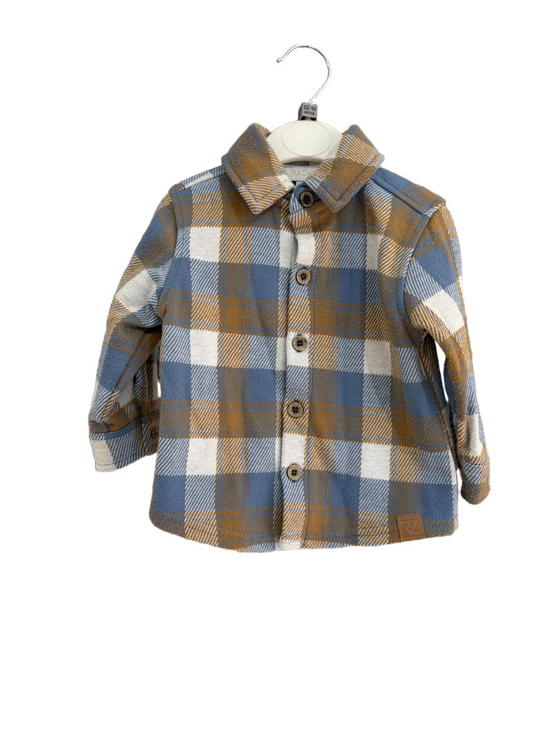 Preloved Rachel Zoe - Blue Brown And White Plaid Shirt (12-18m)