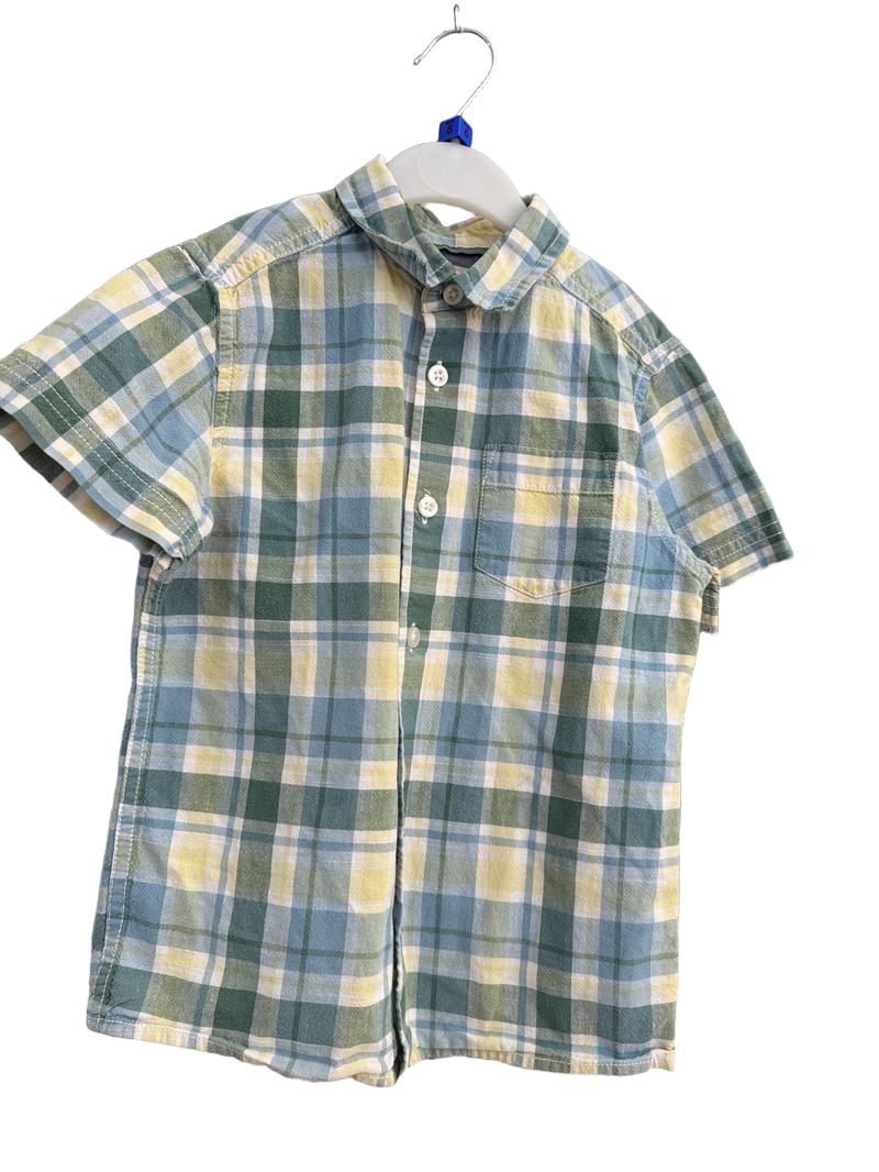Preloved John Lewis - Blue And Green Checked Short-sleeve Shirt (5-6y)