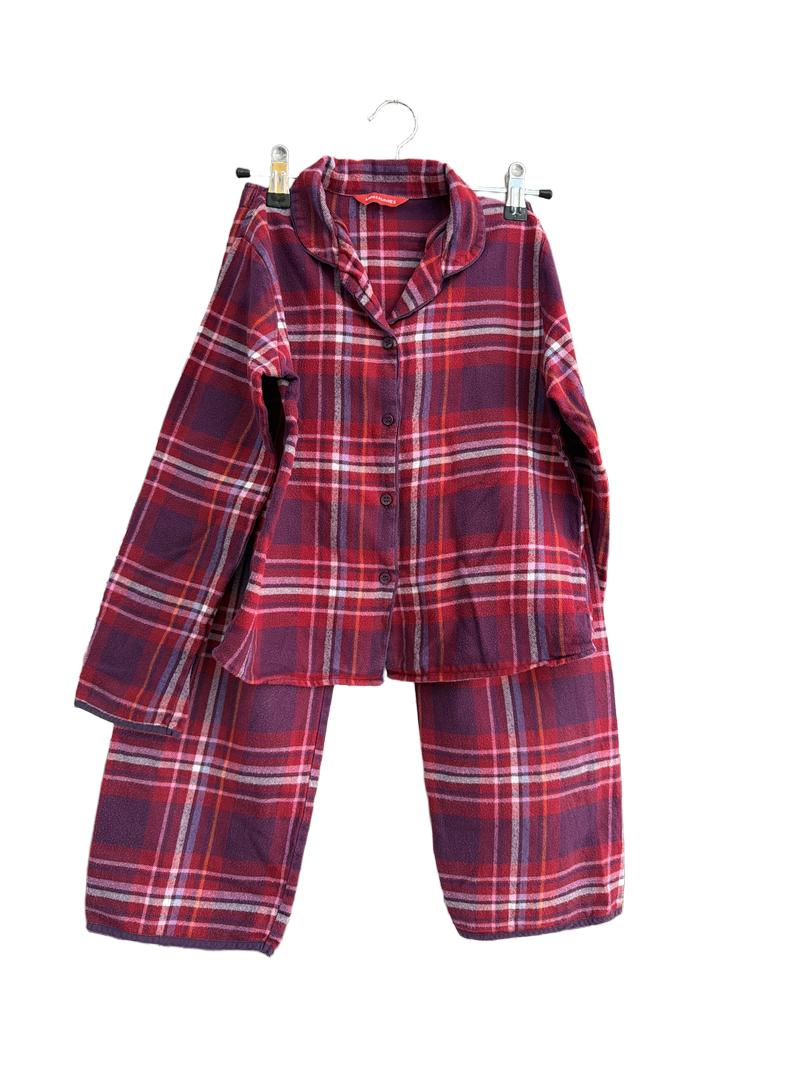 Preloved Mini Jammies - Red Purple Check Flannel Pyjama Set (8-9y)
