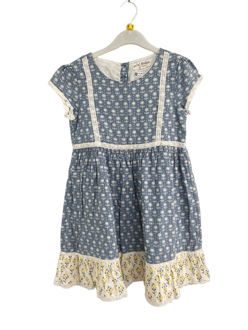 Preloved Mini Boden - Blue White Flower Dress (7-8y)