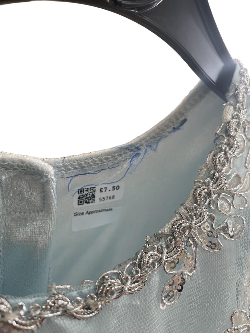 Preloved Unknown Brand - Blue, Silver Princess Dress, Hoop Skirt. (7-8y)