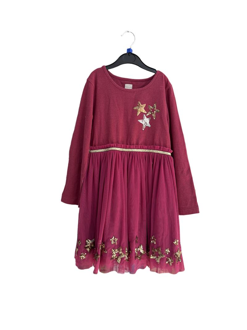 Preloved John Lewis - Raspberry Pink Tulle Star Sequin Party Dress (6y)
