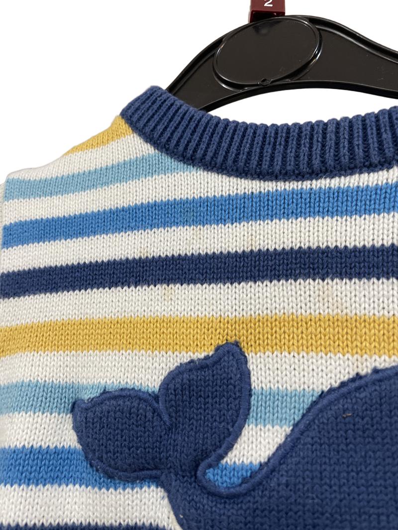 Preloved Kite - Blue Yellow White Stripe Whale Jumper (2-3y)