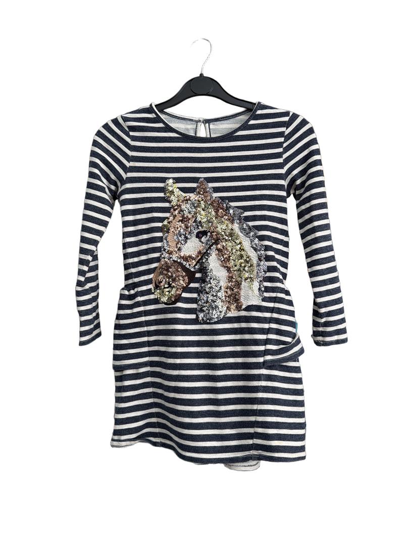 Preloved Unknown Brand - Navy White Stripe Sequin Horse Dress