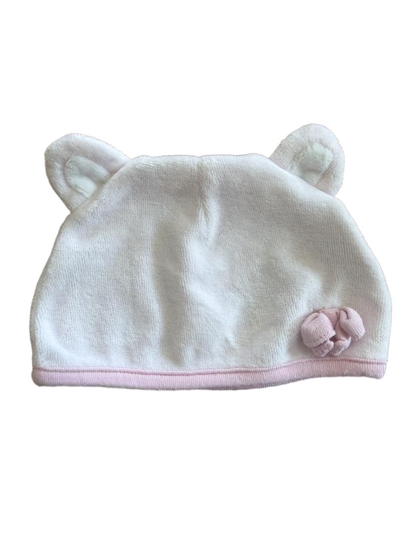 Preloved Mothercare - Pink Velour Infant Hat With Ears (Newborn, 0-3m)