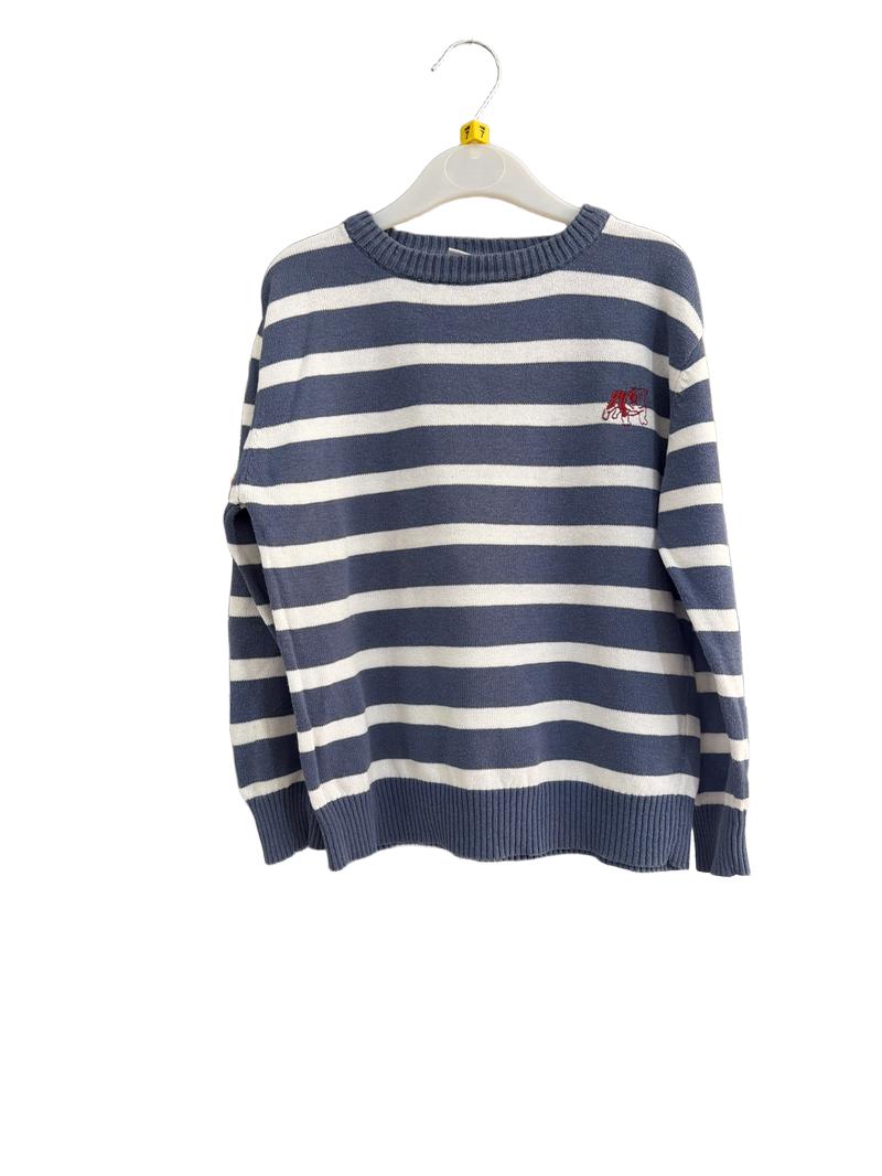 Preloved Adams - Blue White Stripe Jumper (7-8y)