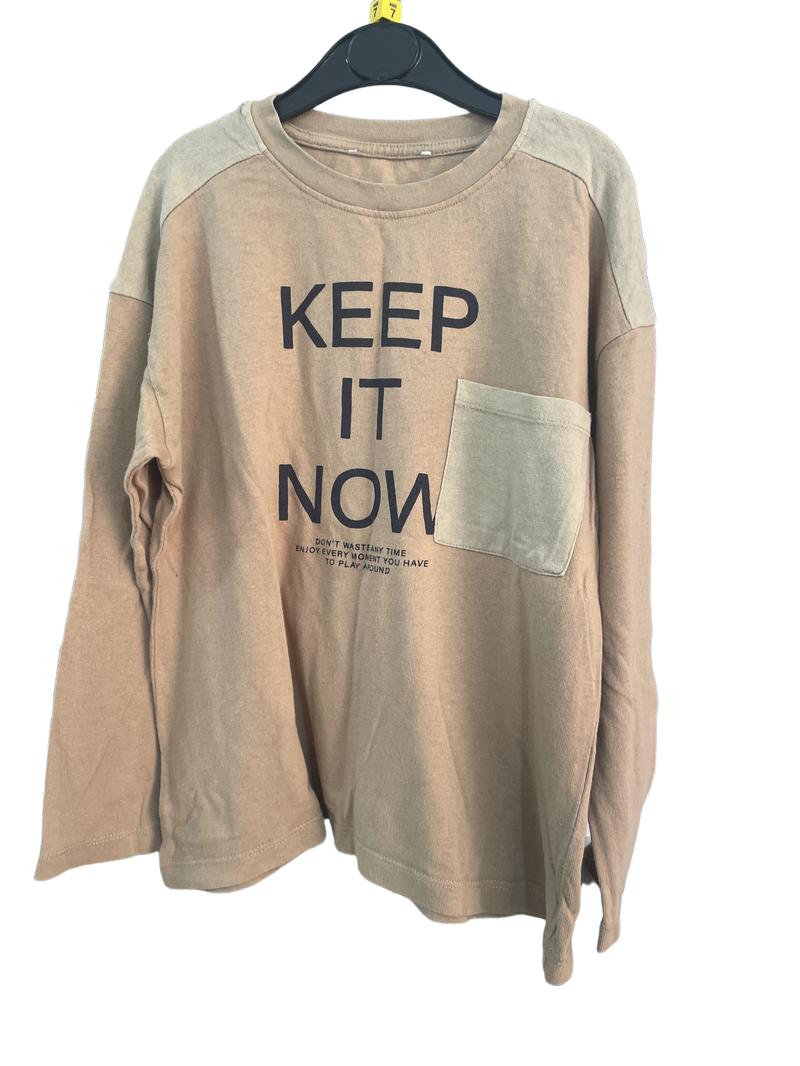 Preloved Unknown Brand - Brown Keep It Now Long-sleeved T Shirt (7-8y)