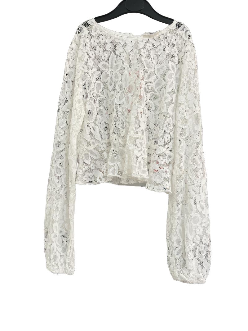 Preloved H&M - White Floral Lace Long Sleeve Top. (10-11y)