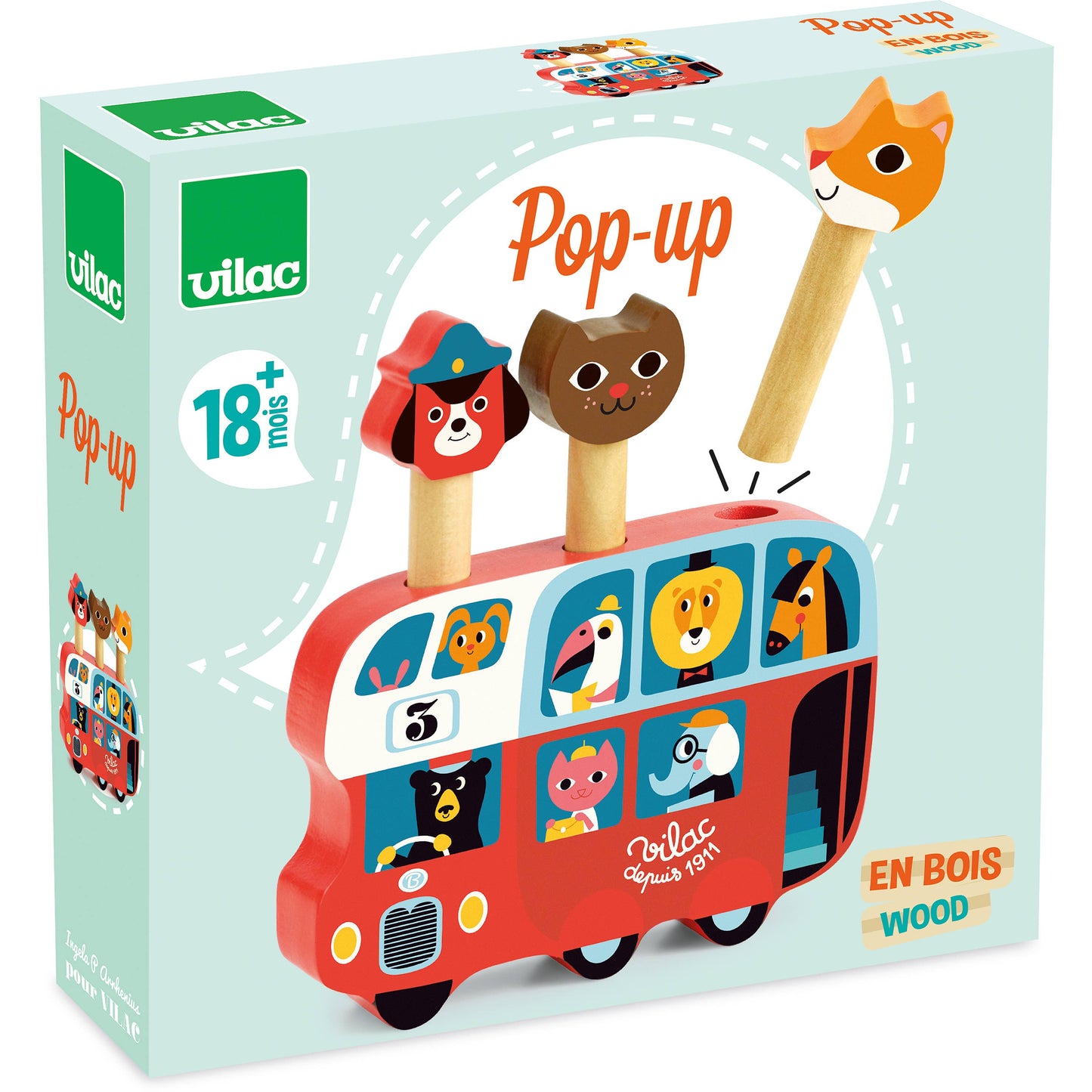 Vilac Pop-Up Bus – Wooden Activity Toy for Kids