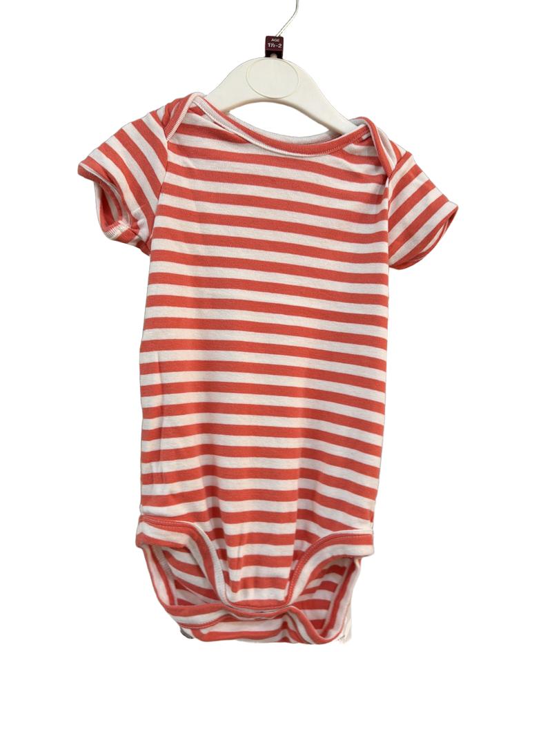 Preloved Baby Boden - Orange White Stripe Short-sleeved Bodysuit. (18-24m)