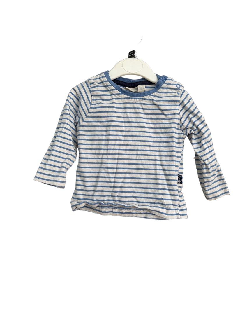 Preloved Jojo Maman Bebe - Blue White Stripe Top (3-6m)