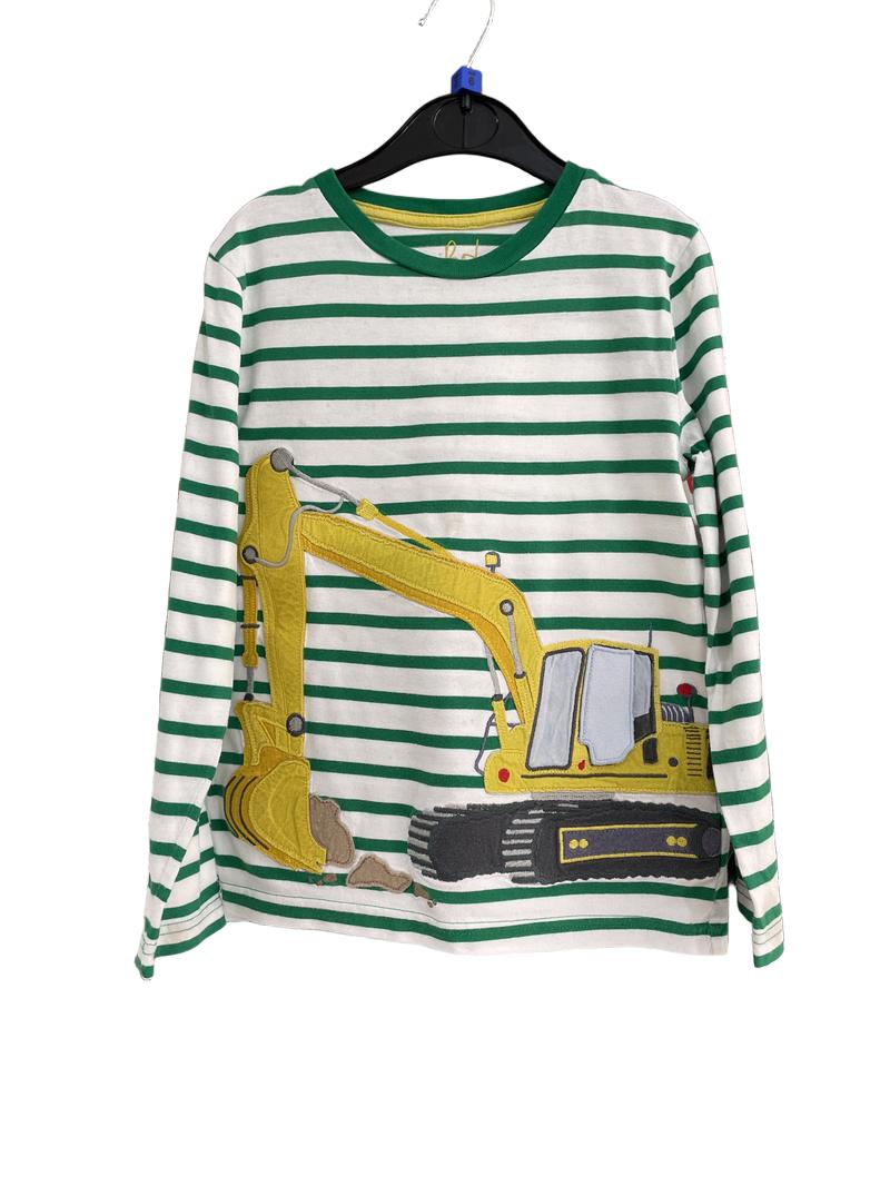 Preloved Mini Boden - Green White Excavator Long-sleeved Shirt (6-7y)