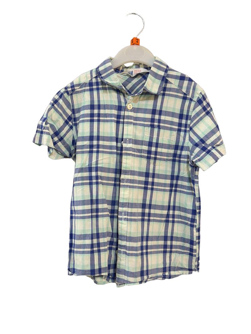 Preloved H&M - Blue Madras Check Short-sleeved Shirt (4-5y)