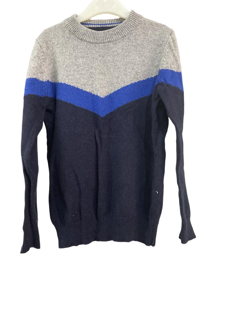 Preloved Boden - Grey, Blue, Navy Chevron Knit Jumper (7-8y)
