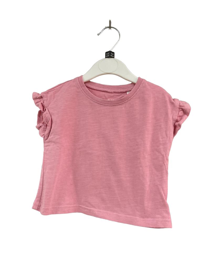Preloved John Lewis - Pink Ruffle Sleeve T Shirt (3-6m)