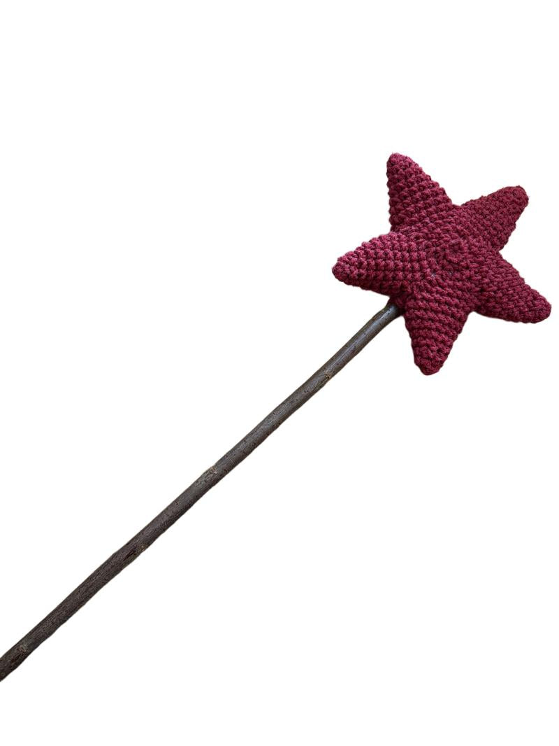 Preloved Unknown Brand - Maroon Crocheted Magic Star Wand With Rattle