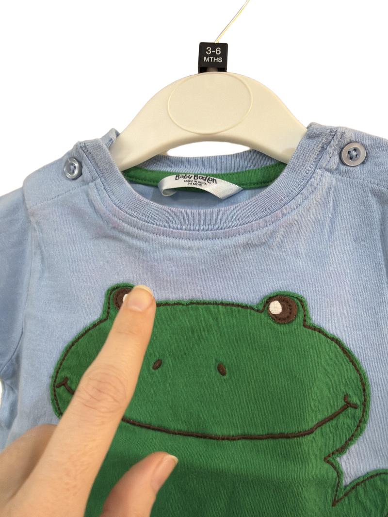 Preloved Baby Boden - Blue Frog Applique Short-sleeved T Shirt (3-6m)
