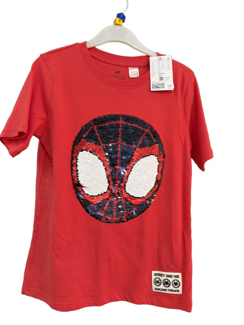 Preloved H&M - Red Sequin Spiderman T Shirt, NEW With Tags (6-7y, 7-8y)