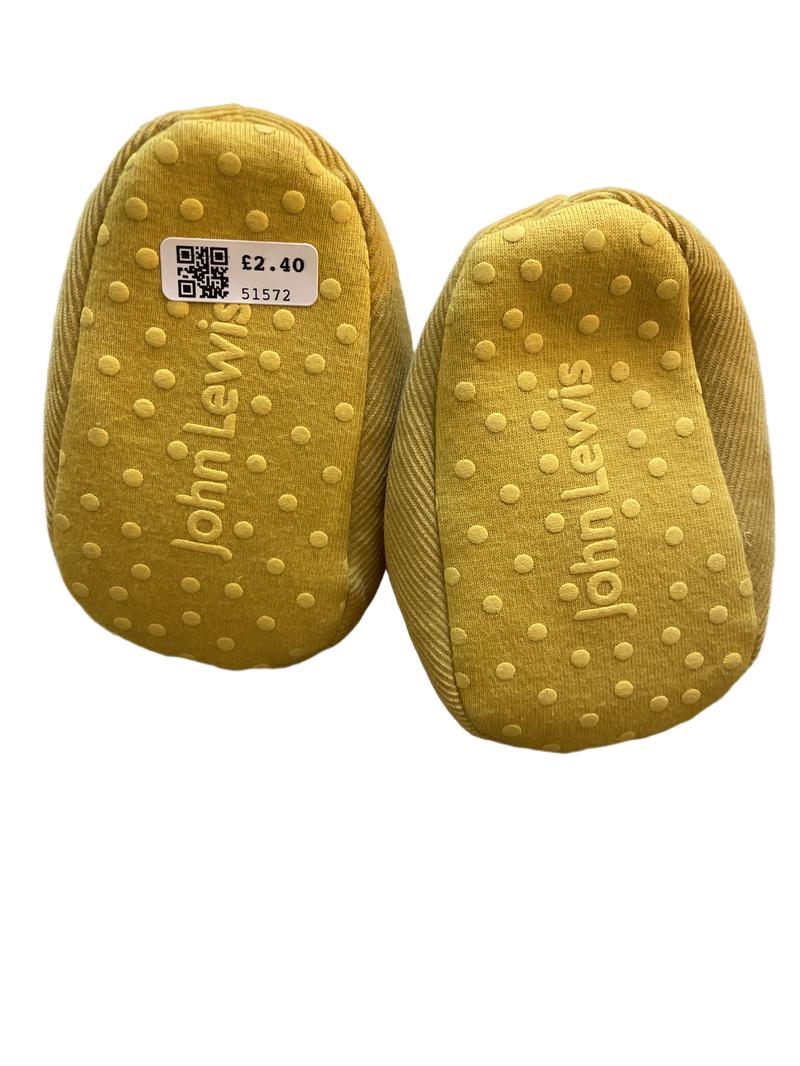 Preloved Toys - Yellow Corduroy Baby Booties - John Lewis (0-3m)