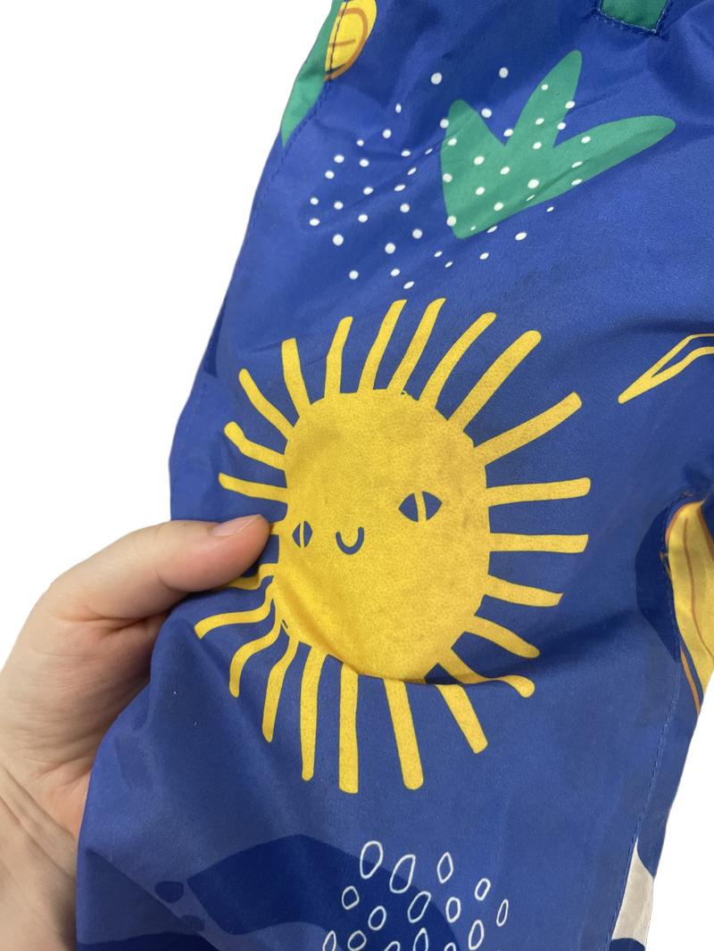Preloved Muddy Puddles - Blue Puddlesuit With Sun, Shapes, Rainbow And Rain Print. (3-4y)