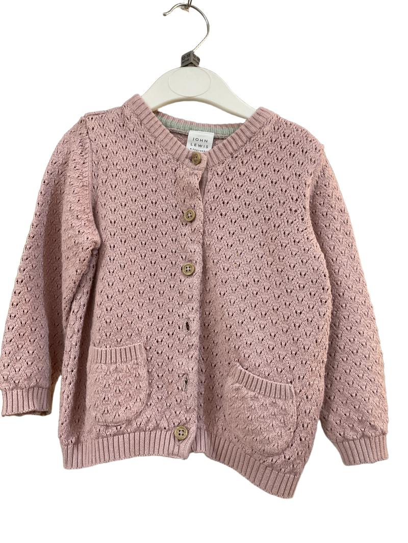 Preloved John Lewis - Pink Pointelle Knit Cardigan (12-18m)