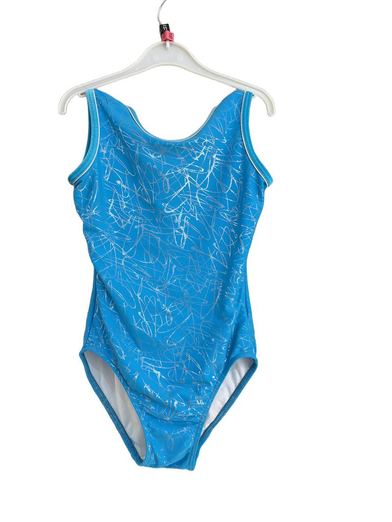 Preloved Z (The Zone) - Teal Blue Silver Sparkle Leotard, Size 32" (10 UK, 11-12y)