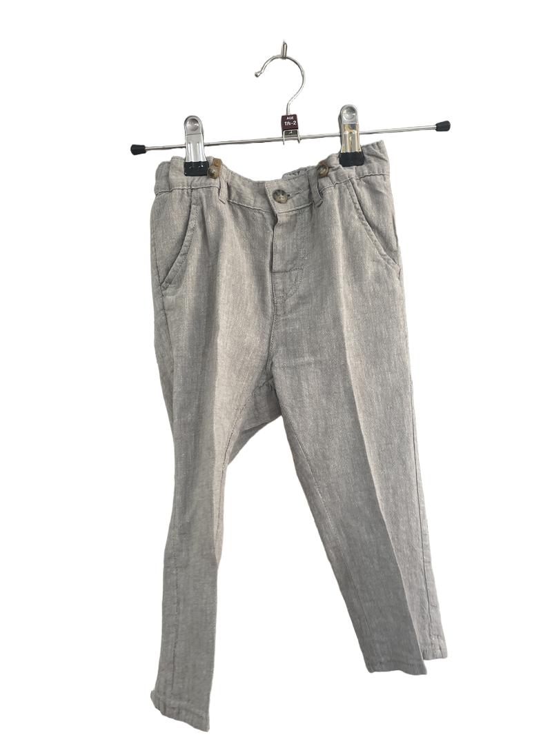 Preloved H&M - Beige Linen Trousers With Braces/suspenders (18-24m)