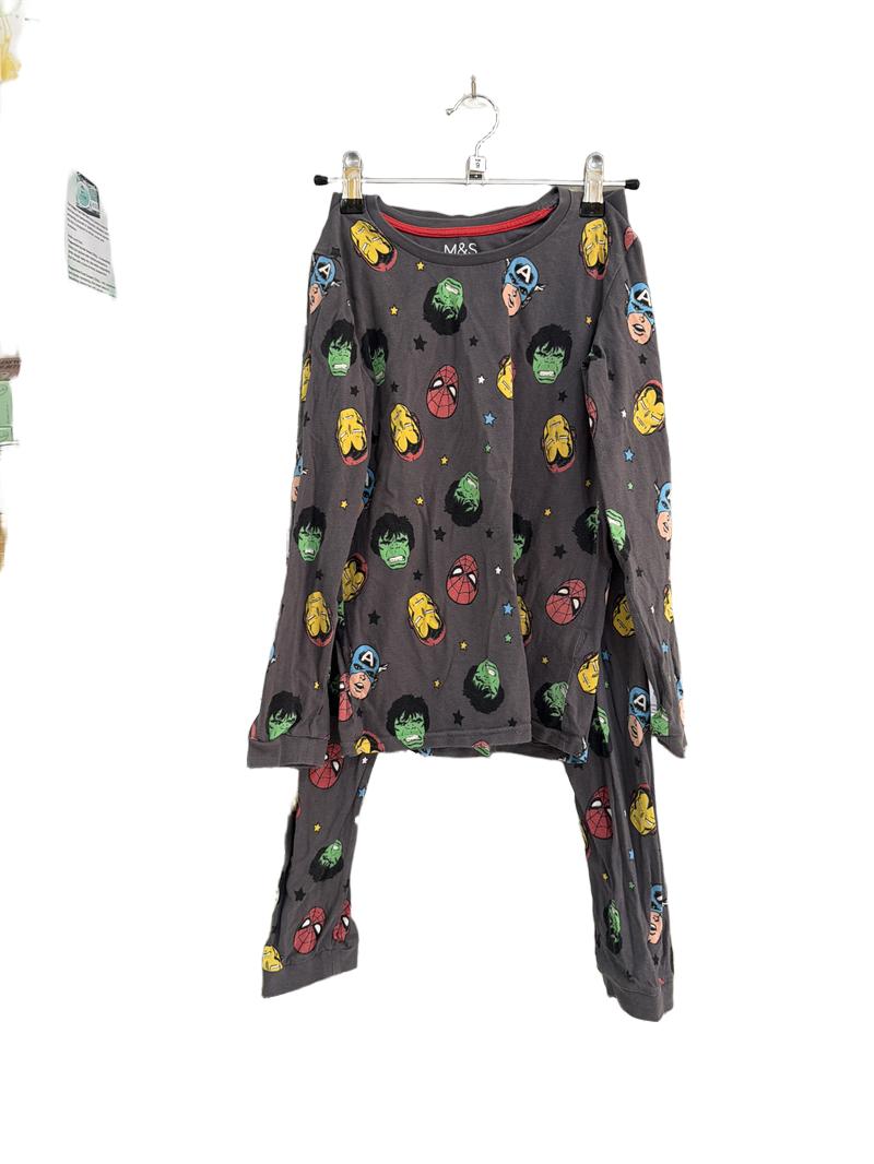 Preloved Marks & Spencer - Gray Superhero Long-sleeved Pyjama Set (9-10y)