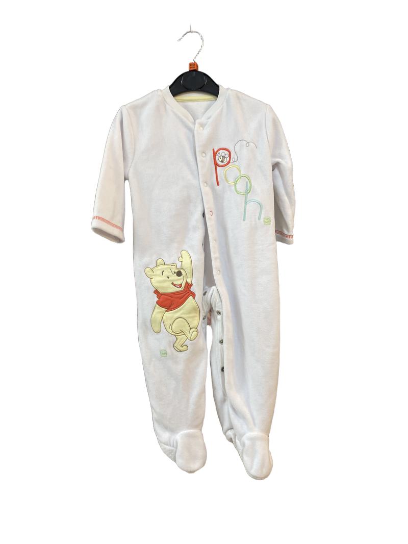Preloved George - White Fleece Pooh Footed Sleepsuit (9-12m)