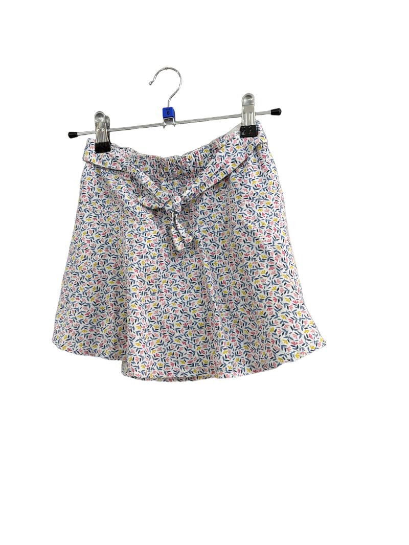 Preloved Okaidi - White Pastel Floral Print Skirt (6-7y)