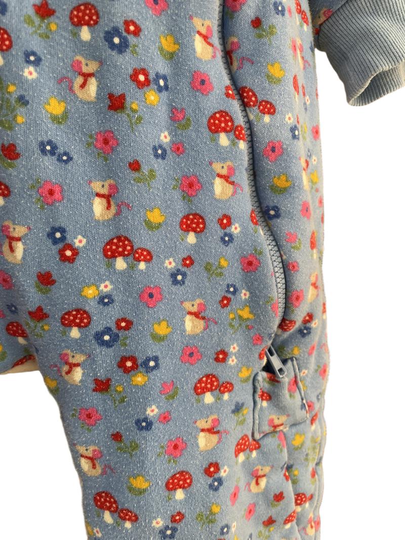 Preloved Jojo Maman Bebe - Blue Floral Sleep Suit With Removable Arms, 2.5 Tog (2-3y)