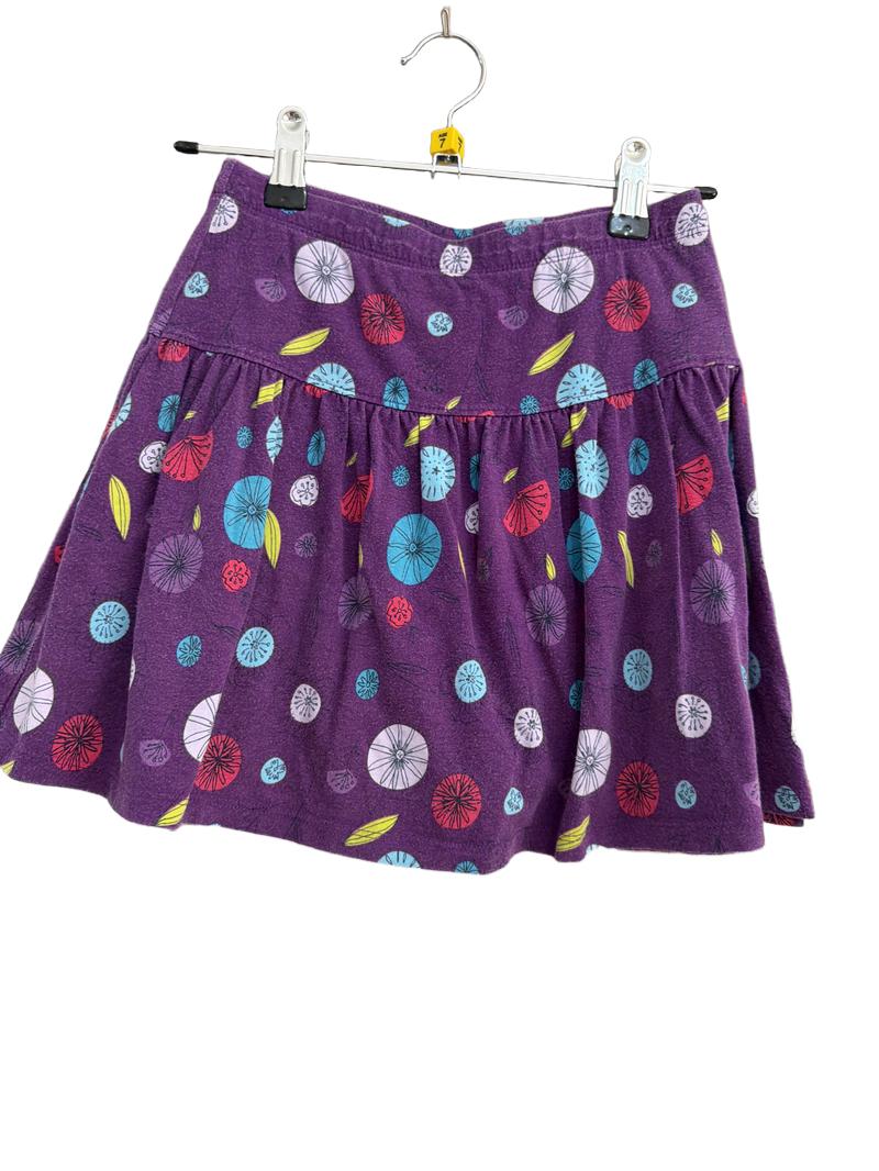 Preloved Lands' End - Purple Floral Print Jersey Skirt (7-8y)