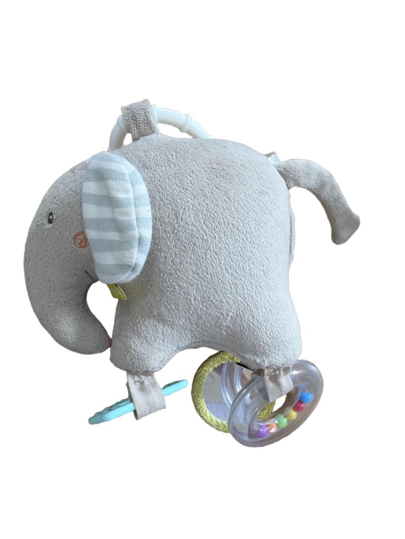Preloved Toys - Gray Plush Elephant Rattle And Pram Playtoy - Fehn