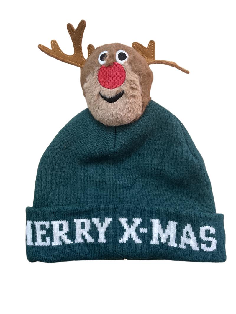 Preloved H&M - Green Reindeer Merry X-Mas Hat (4-5y)
