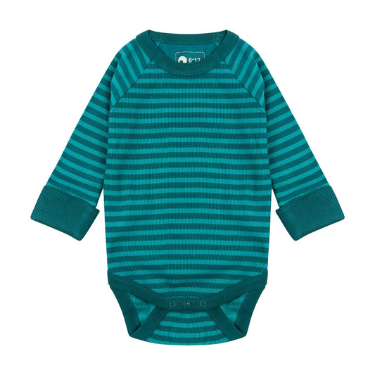 PIccalilly Ribbed Baby Bodysuit - Lake Blue