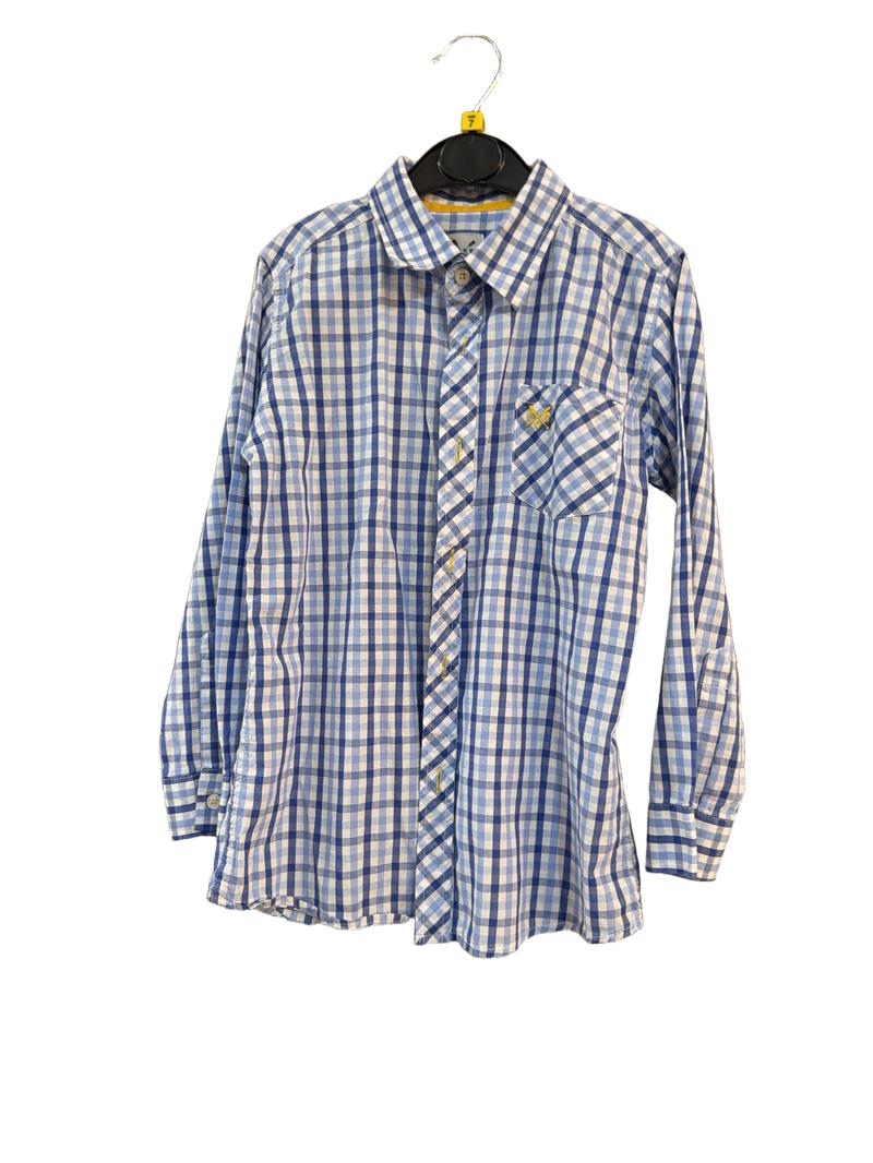 Preloved CCC Kids - Crew Clothing Company - Blue White Gingham Long-sleeved Button Down Shirt (7-8y)