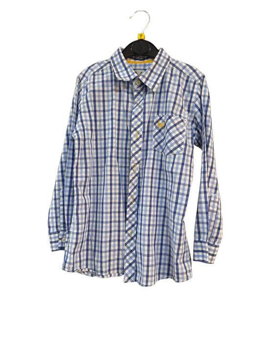 Preloved CCC Kids - Crew Clothing Company - Blue White Gingham Long-sleeved Button Down Shirt (7-8y)