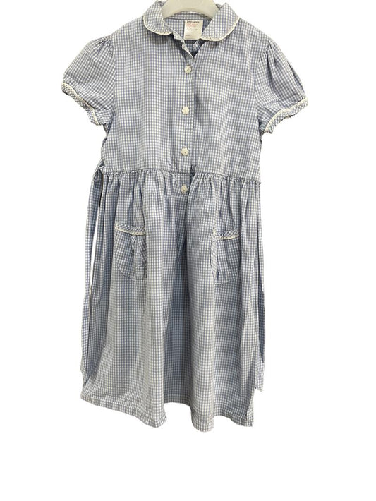 Preloved John Lewis - Blue White Gingham Collar Short-sleeved School Dress (7-8y)