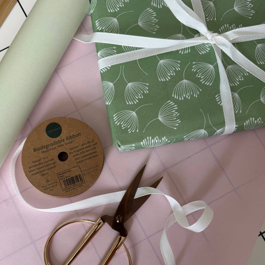 Pearl White Biodegradable Ribbon 5m Reel (9mm)