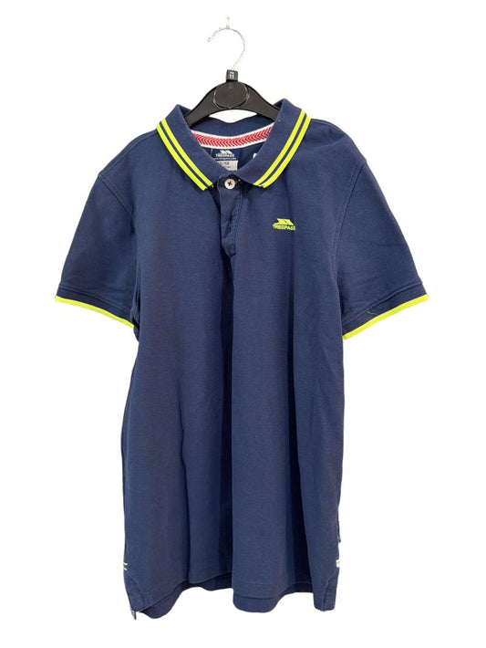 Preloved Trespass - Navy Neon Yellow Short-sleeved Polo Shirt (11-12y)