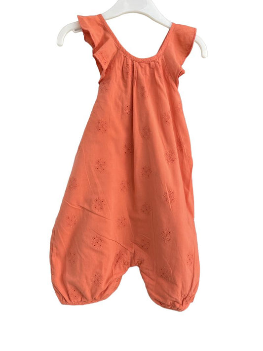 Preloved John Lewis - Orange Sleeveless Embroidered Romper (2-3y)