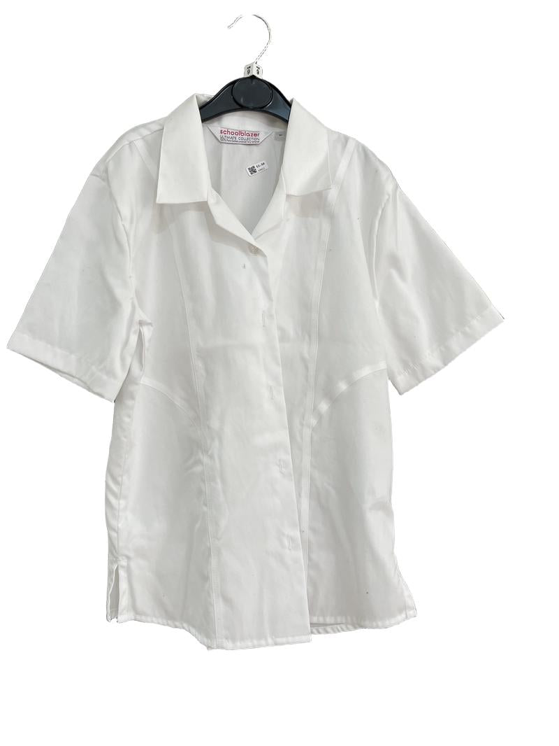 Preloved Schoolblazer - White Short-sleeved School Uniform Shirt, 30" (9-10y)