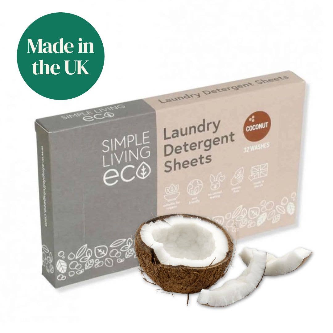 Simple Living Eco Laundry Detergent Sheets | Plastic Free | Made in the UK | 32 Washes